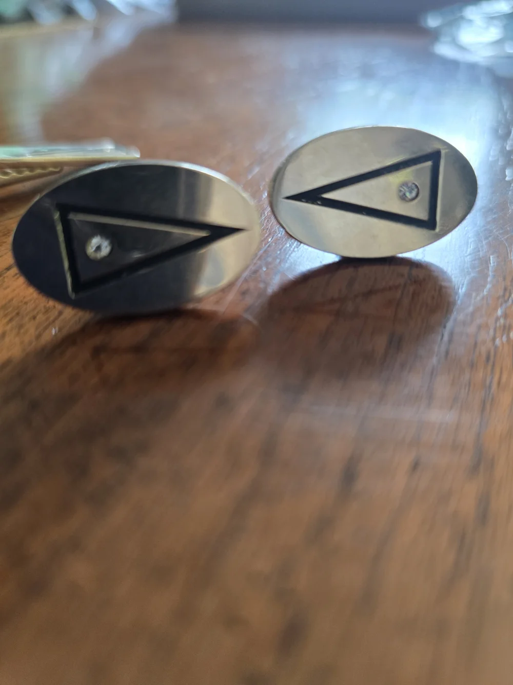 Gold-Tone Geometric Cufflink and Tie Clip Set